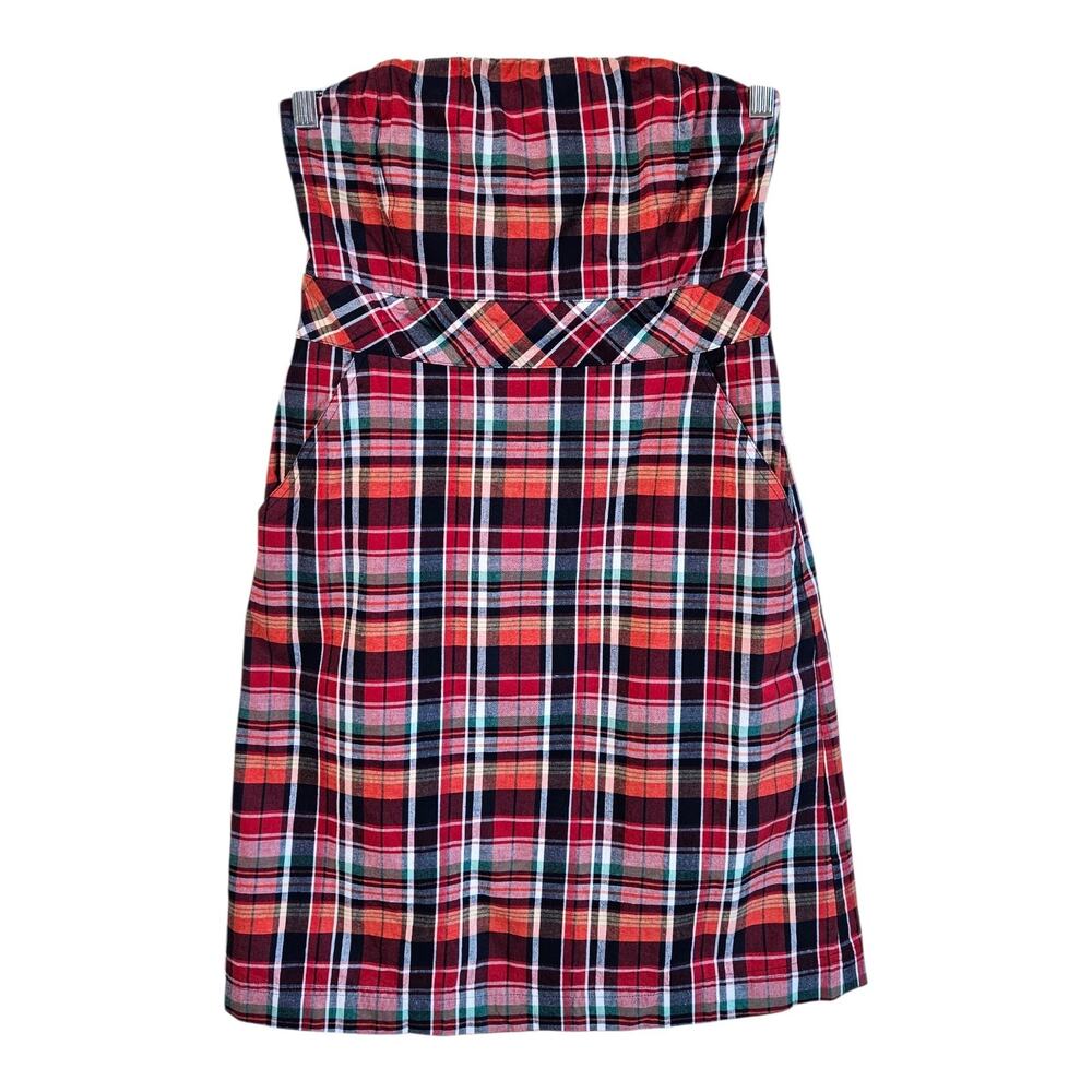 VINEYARD VINES Women's 6 Sheath Dress Strapless Madras Plaid Preppy Mini Cotton